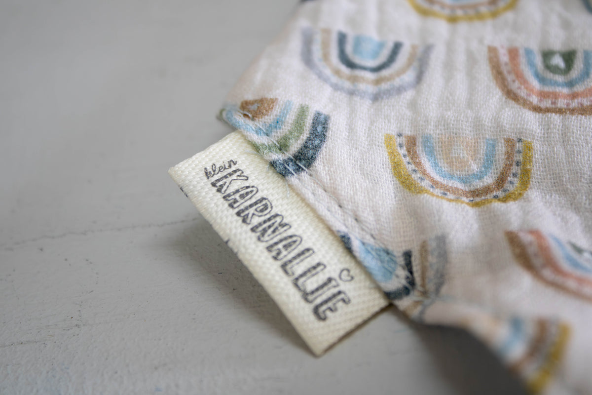 Illustrated Boho Rainbow Muslin Baby Bib