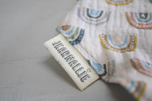 Illustrated Boho Rainbow Muslin Baby Bib
