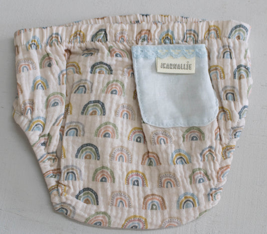 Illustrated Boho Rainbow Muslin Baby Bloomers