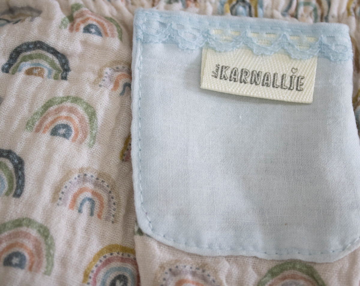 Illustrated Boho Rainbow Muslin Baby Bloomers