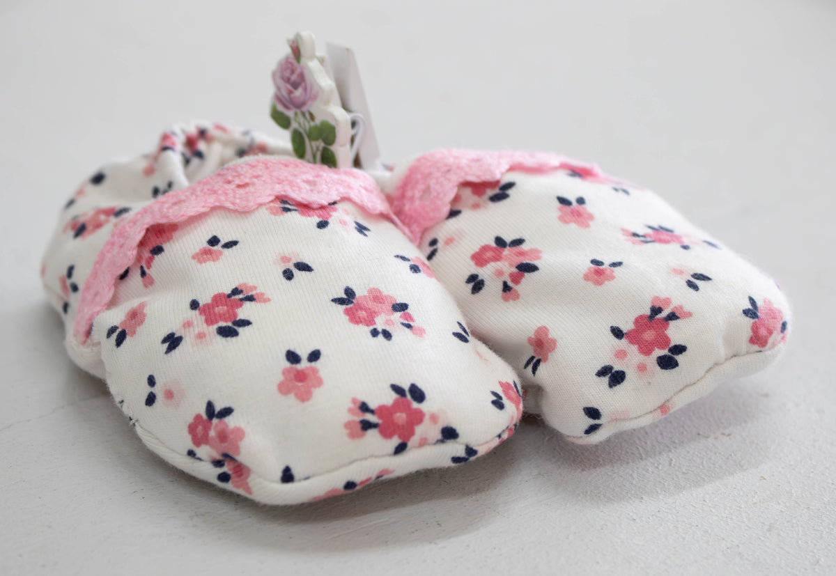 Soft Sole Baby Slippers with Lace Trim