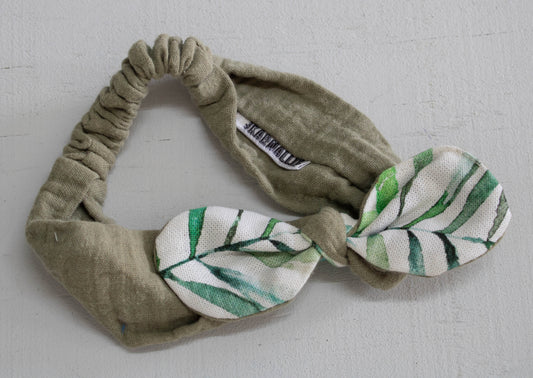 Olive Green Elasticated Toddler Bow