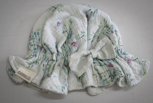 Illustrated Botanical Floral Muslin Baby Hat