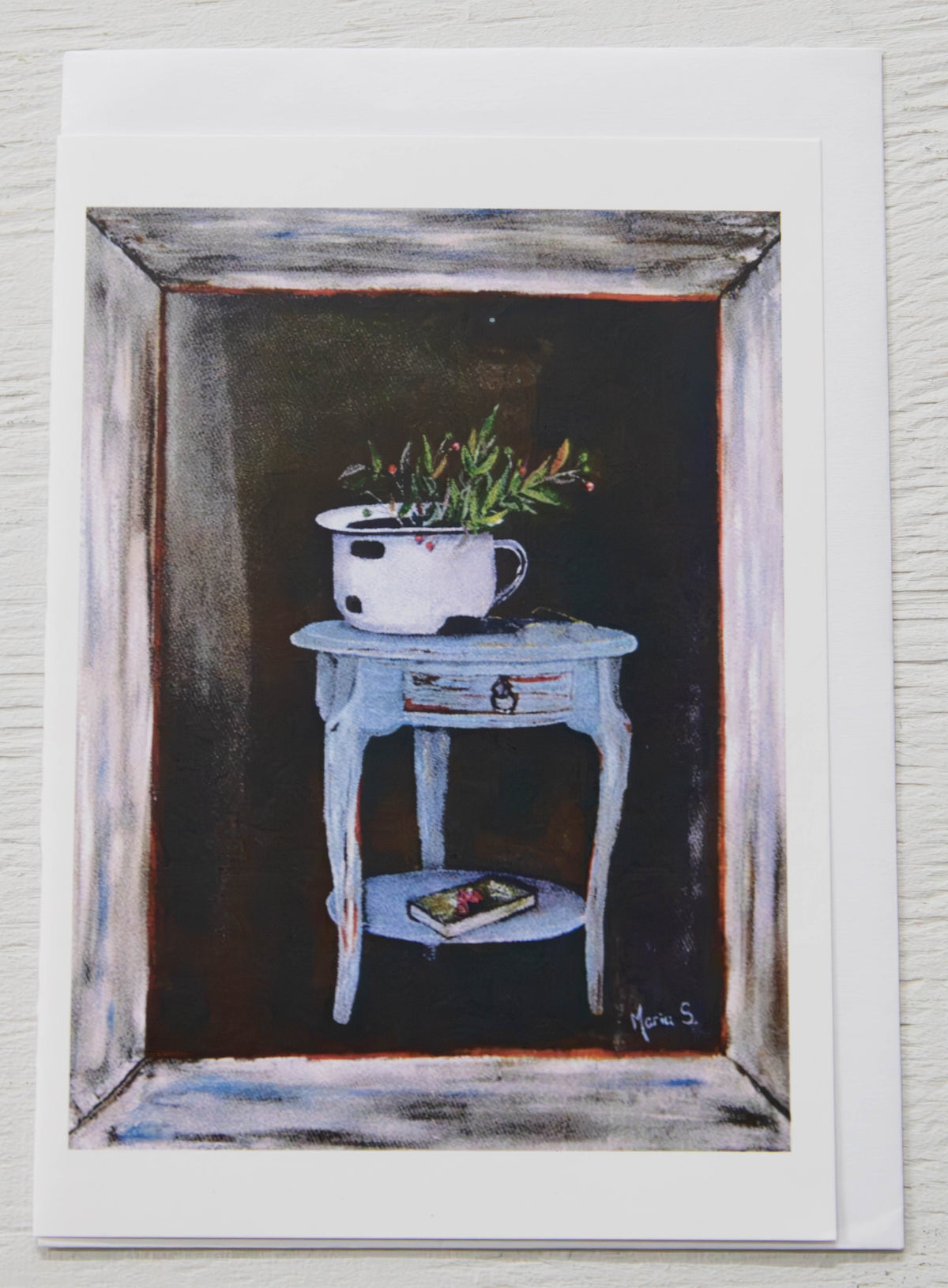 Vintage Bedside Table Still Life Art Card