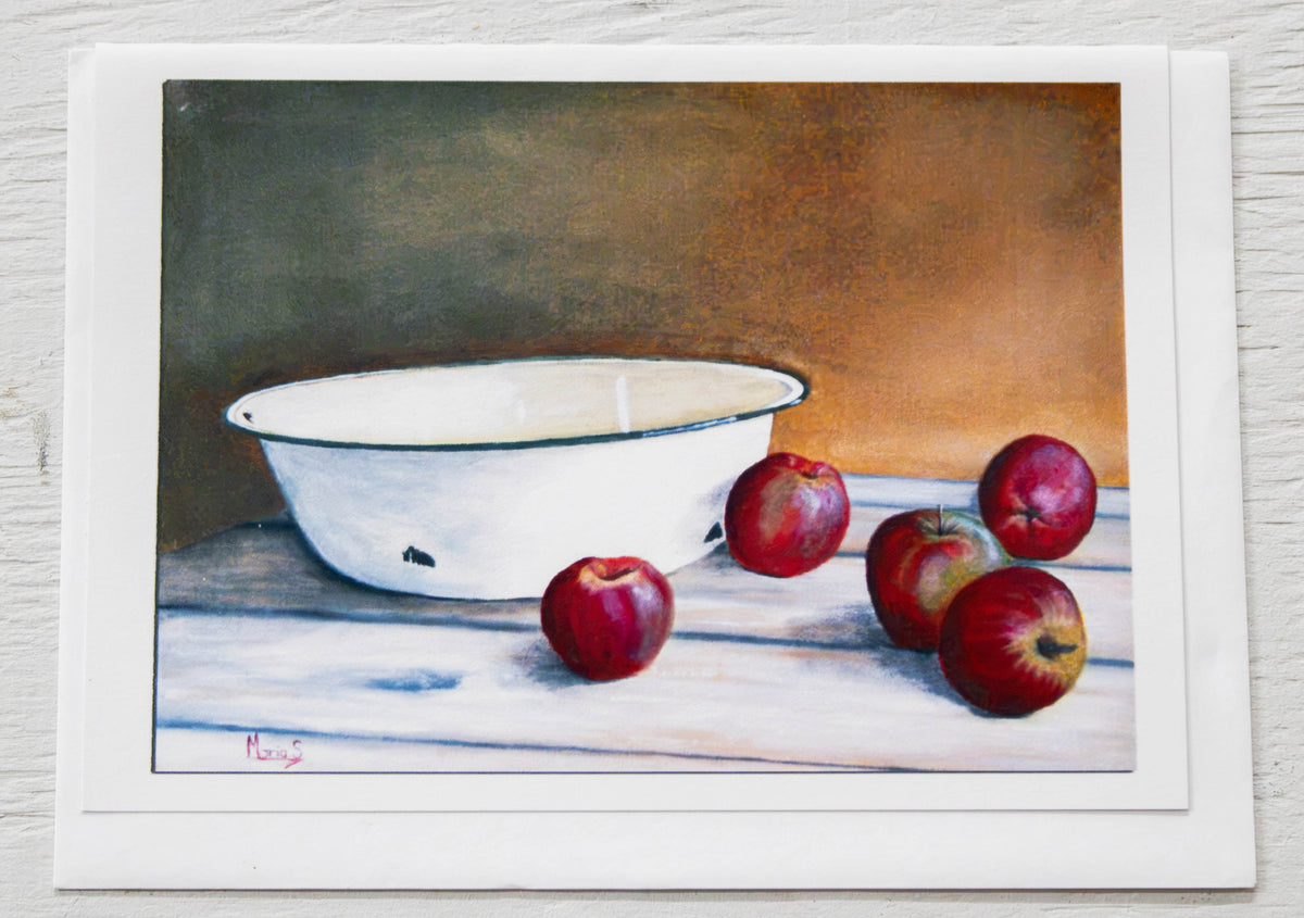 Rustic Red Apples Still Life Art Card