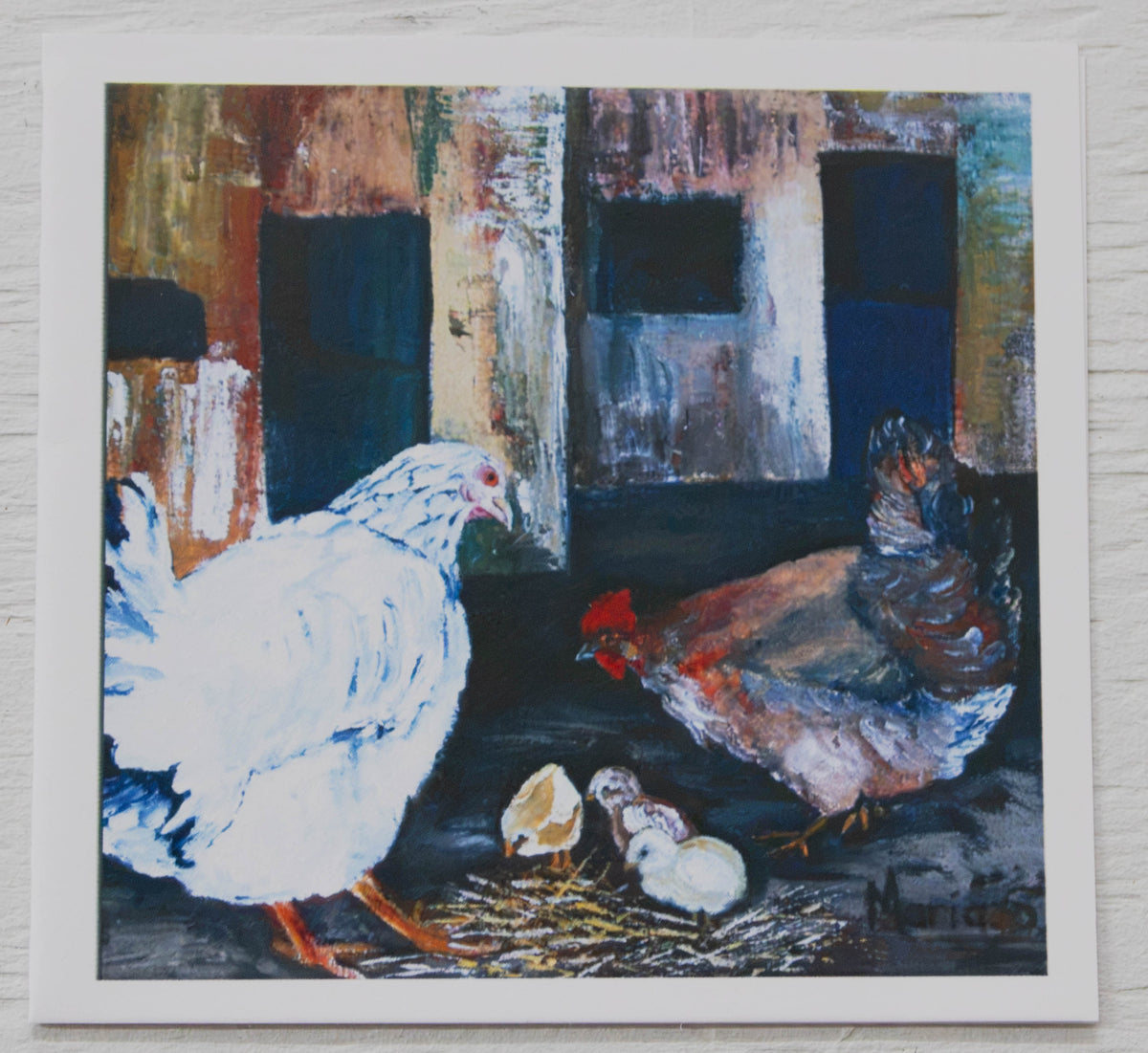 Mini Hens and Chicks Barnyard Art Card
