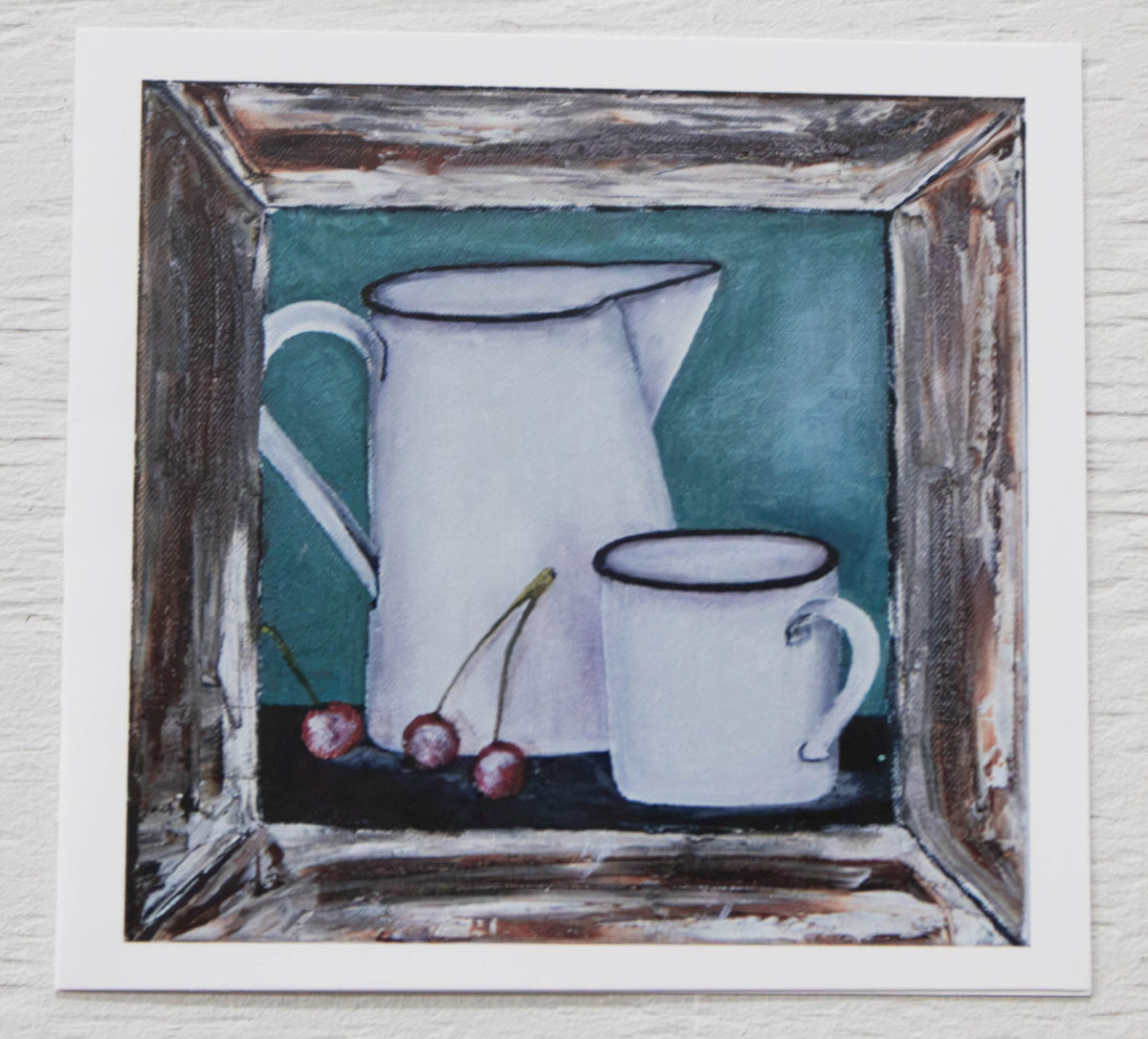 Mini Enamel Pitcher & Cherries Art Card