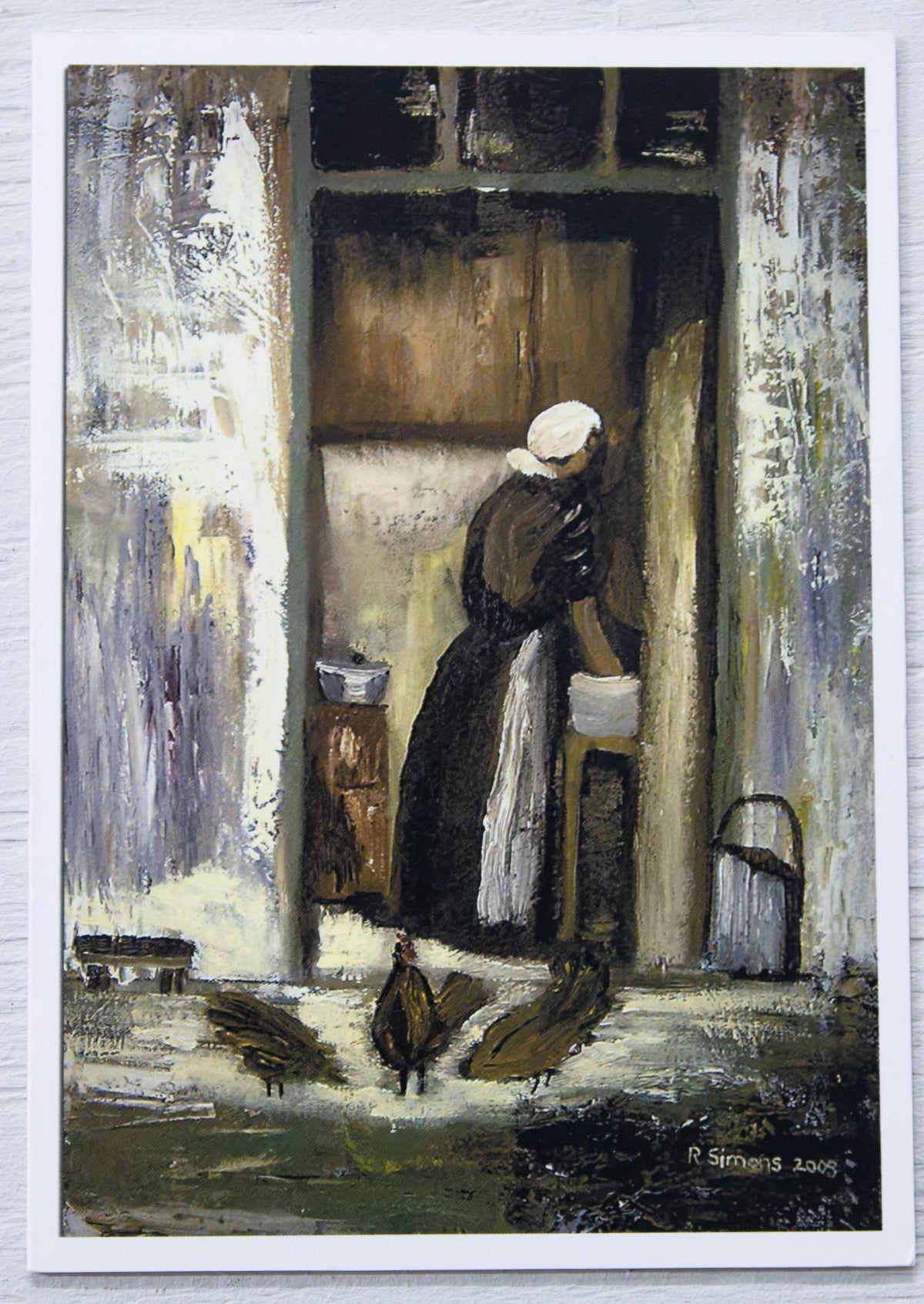 Vintage Cottage Kitchen & Chickens Art Card