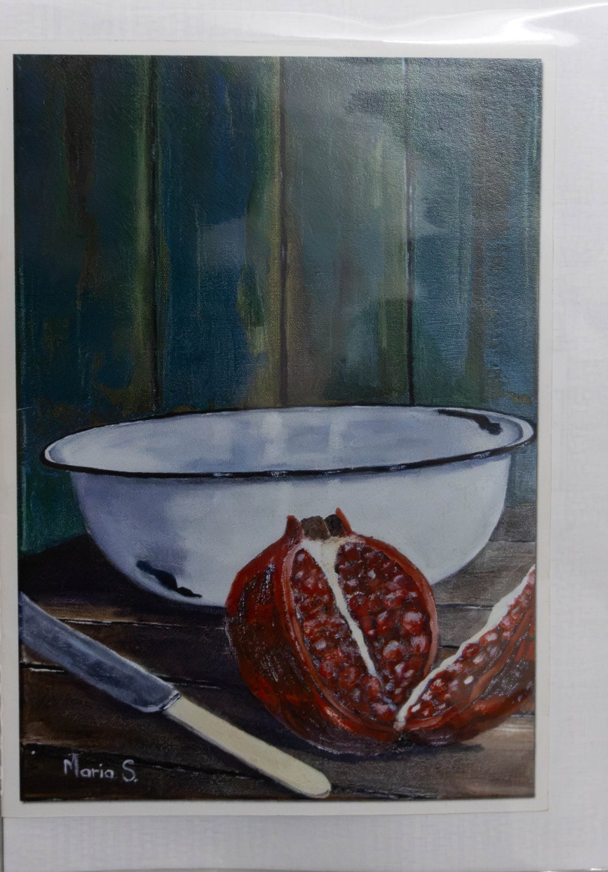 Rustic Pomegranate Still Life Art Card