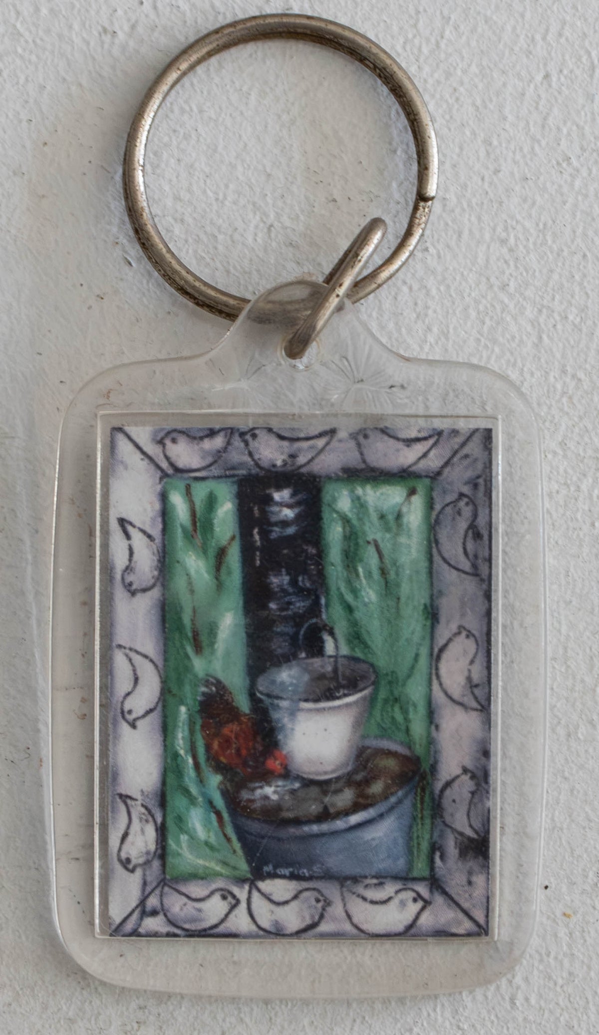 Rustic Garden Water Fountain Keychain