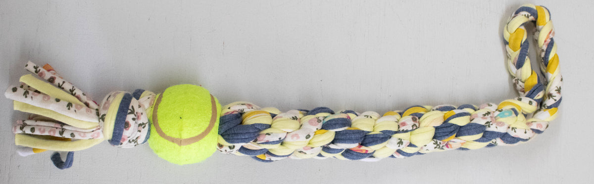 The T-Tugger Ball & Rope Toy navy & yellow