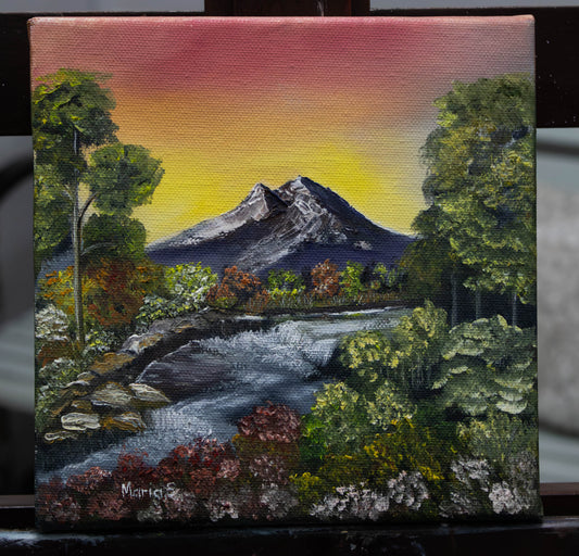 Mountain River at Sunset