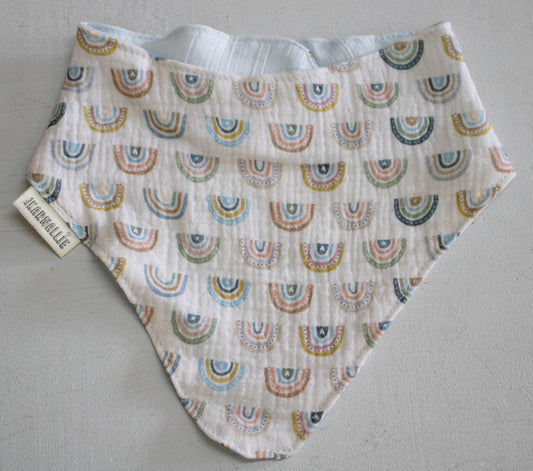 Illustrated Boho Rainbow Muslin Baby Bib