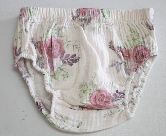 Illustrated Watercolor Rose Muslin Baby Bloomers