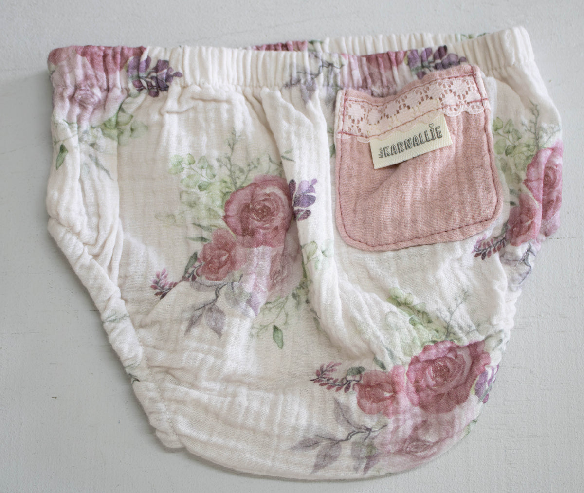 Illustrated Watercolor Rose Muslin Baby Bloomers