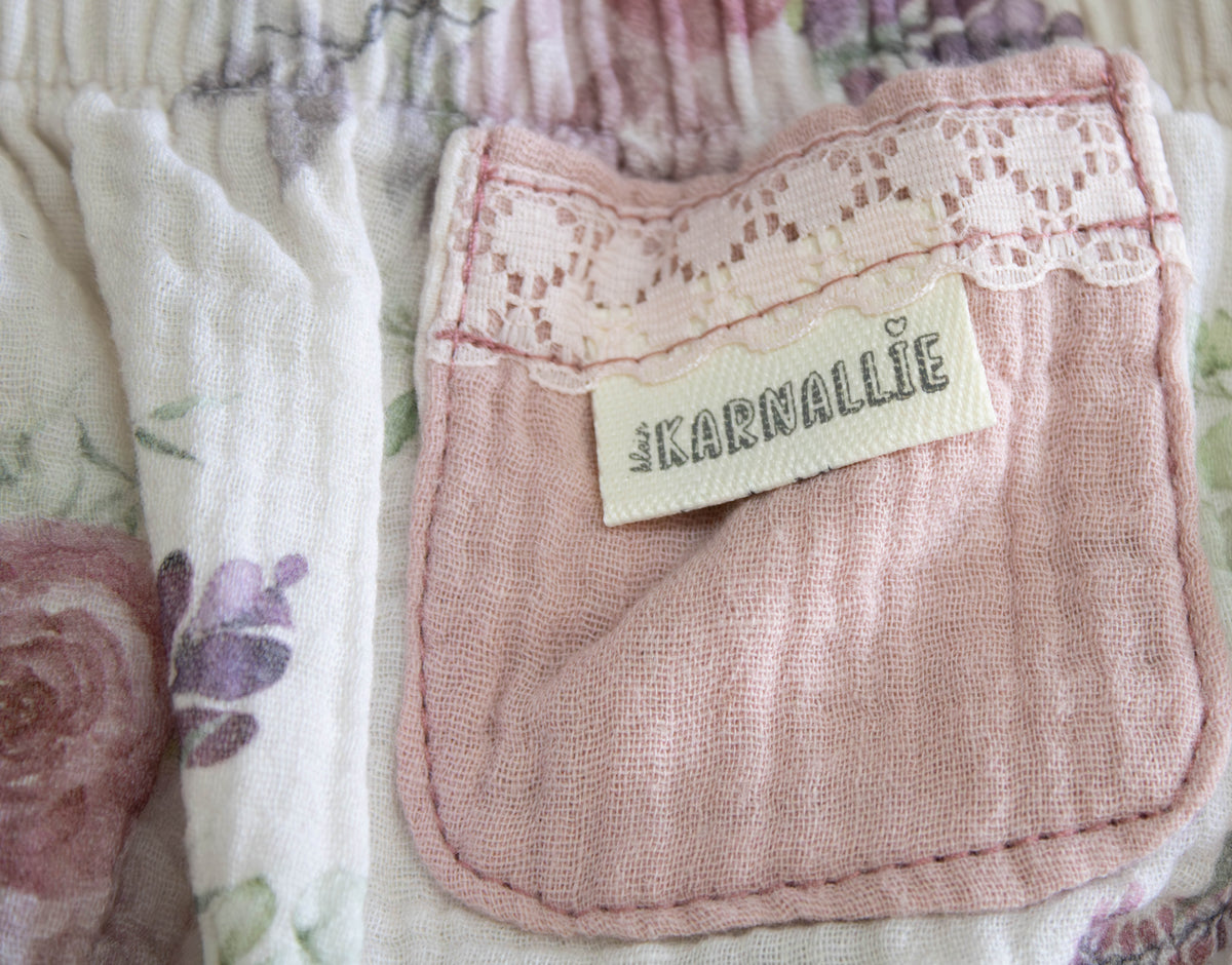 Illustrated Watercolor Rose Muslin Baby Bloomers