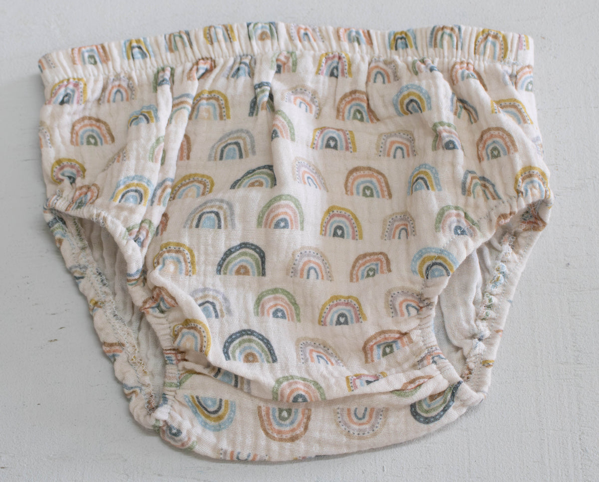 Illustrated Boho Rainbow Muslin Baby Bloomers