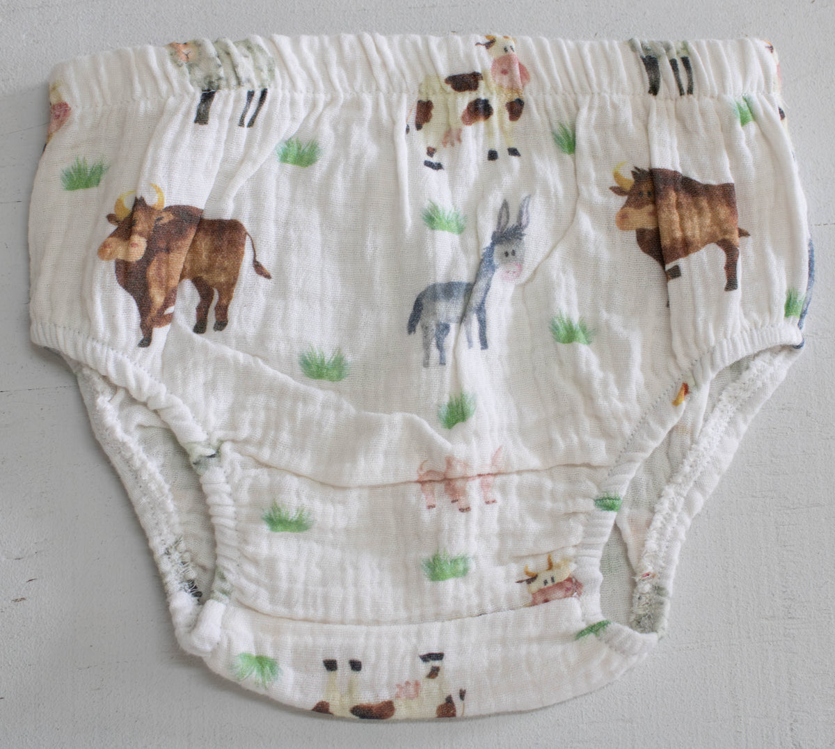 Illustrated Muslin Watercolor Farm Animal Baby Bloomers