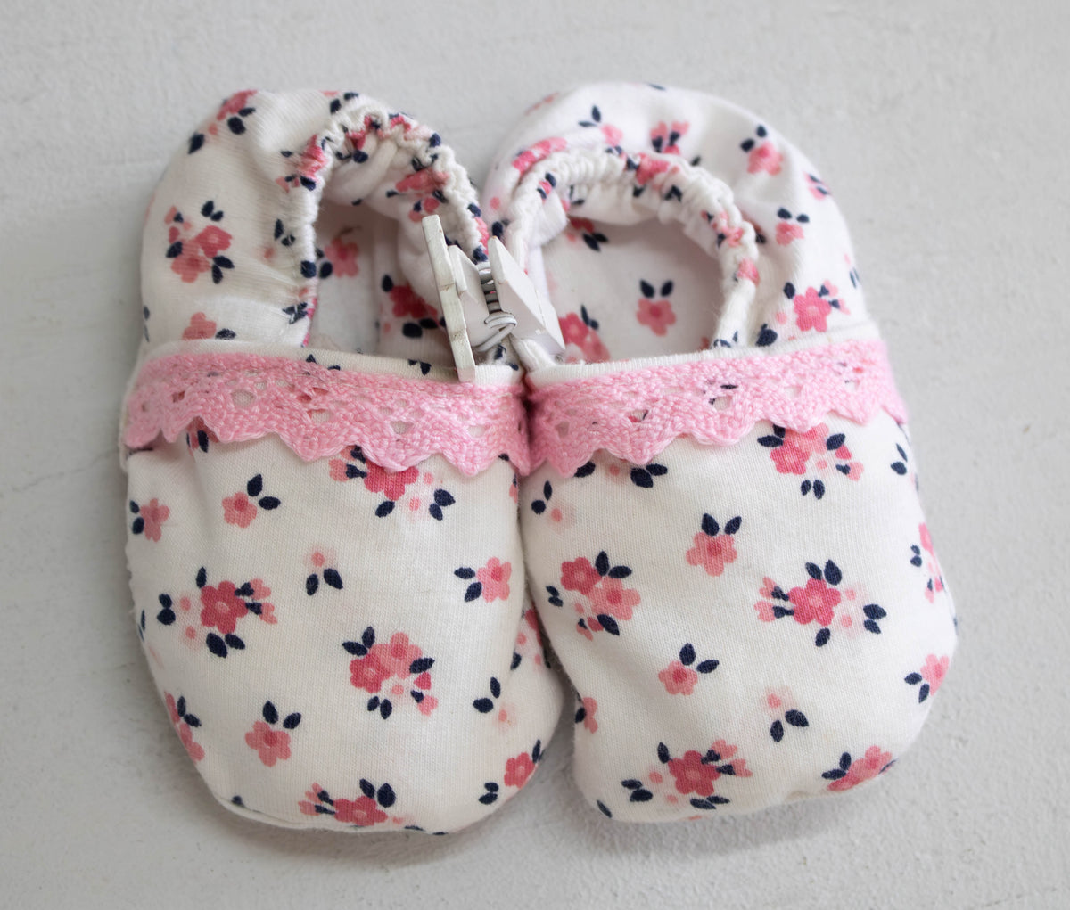 Soft Sole Baby Slippers with Lace Trim