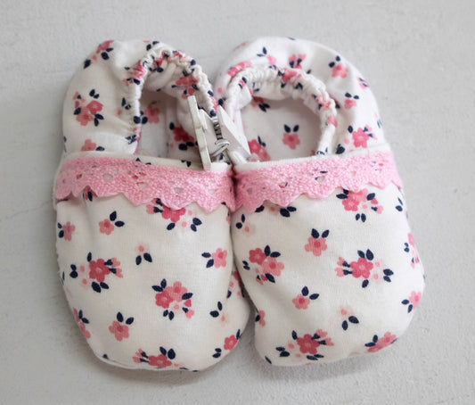 Soft Sole Baby Slippers with Lace Trim