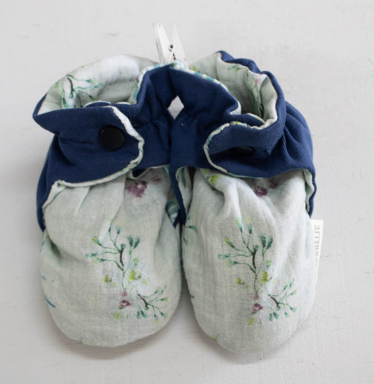 Illustrated Botanical Floral Muslin Baby Slippers