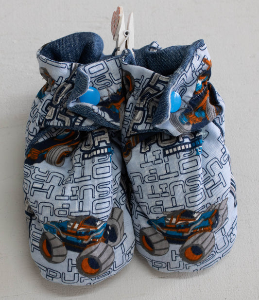 Monster Truck Print Baby Booties