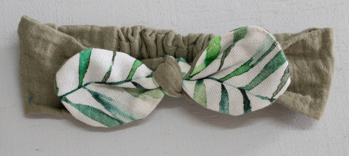 Olive Green Elasticated Toddler Bow