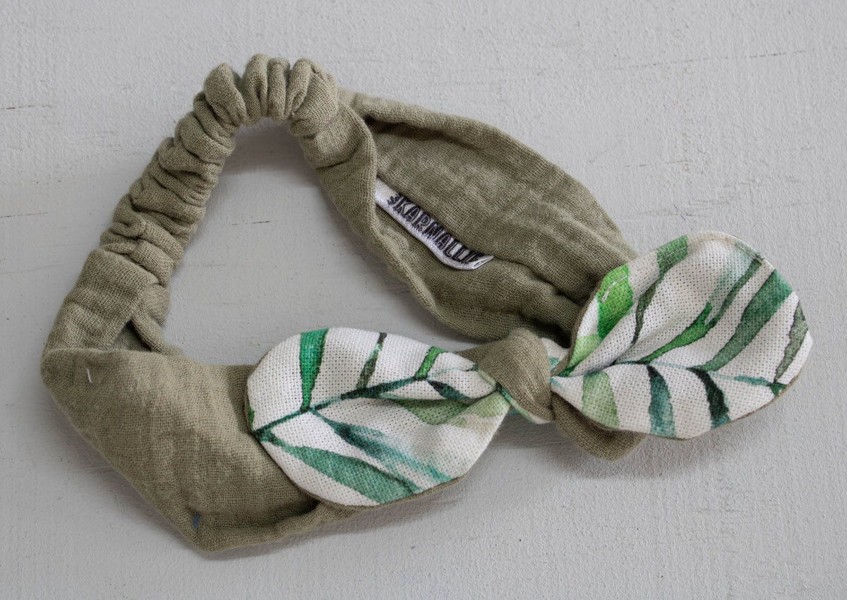 Olive Green Elasticated Toddler Bow