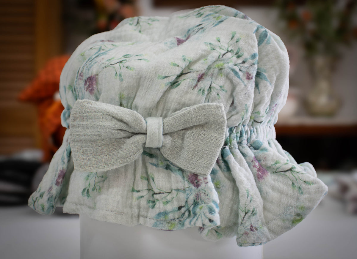 Illustrated Botanical Floral Muslin Baby Hat