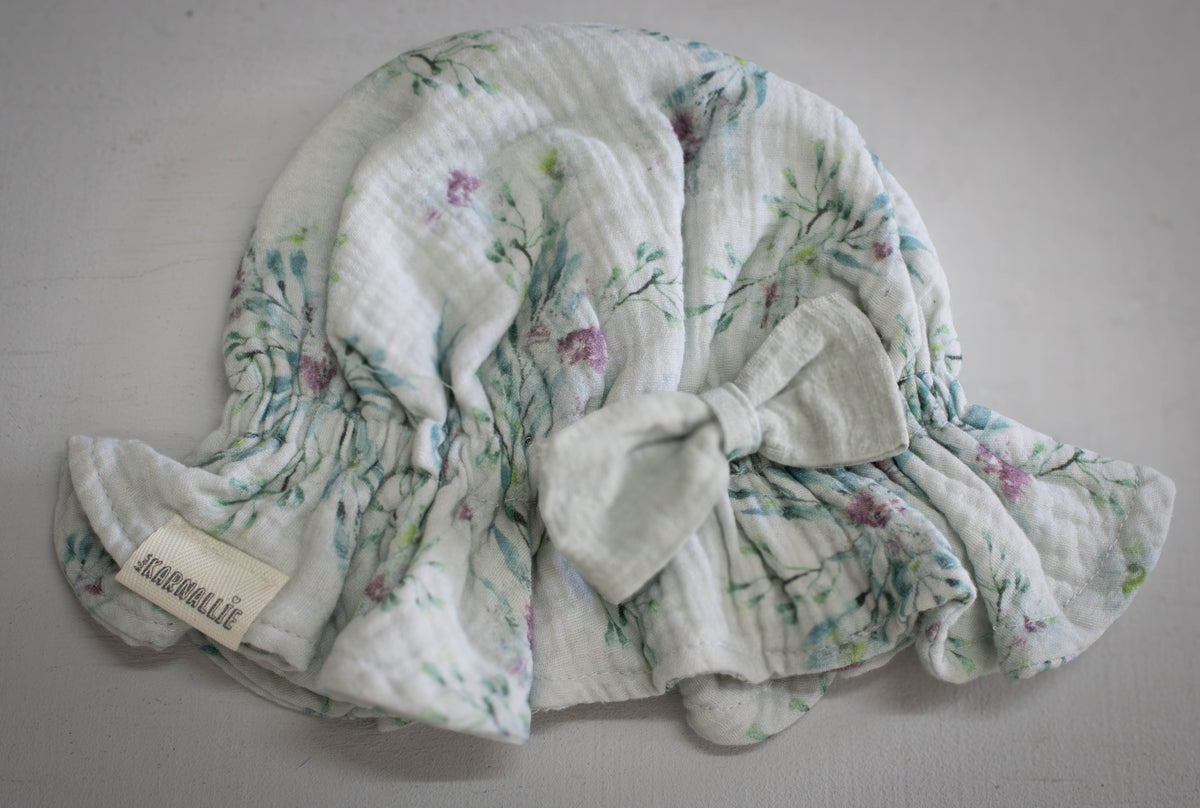 Illustrated Botanical Floral Muslin Baby Hat