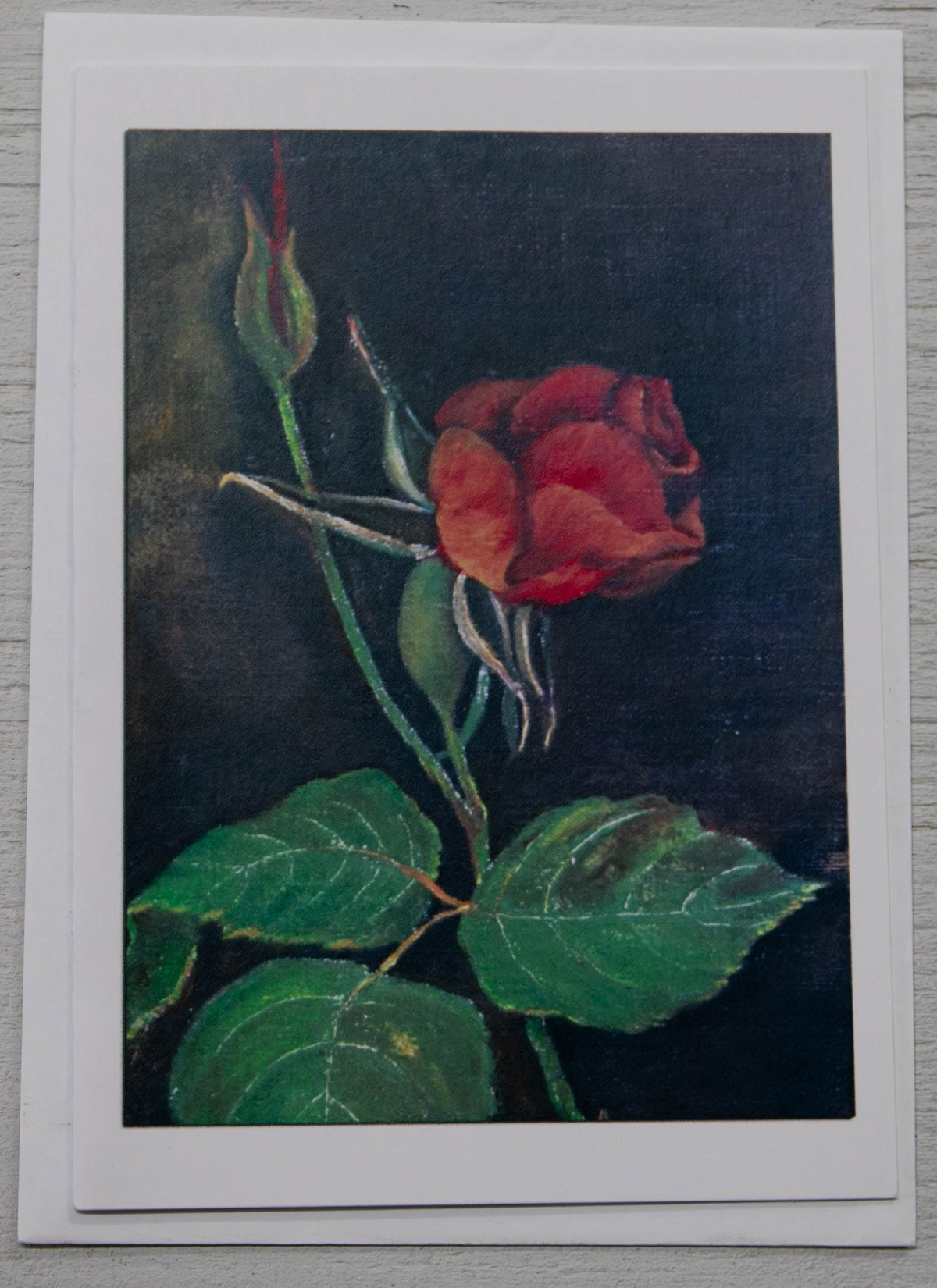 Classic Dark Red Rose Art Card