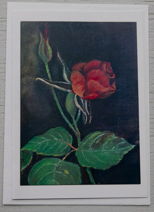 Classic Dark Red Rose Art Card