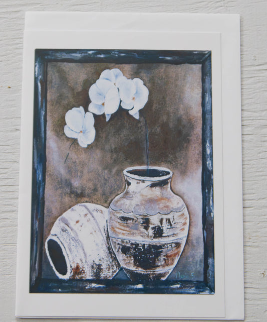 White Orchids Still Life Art Card
