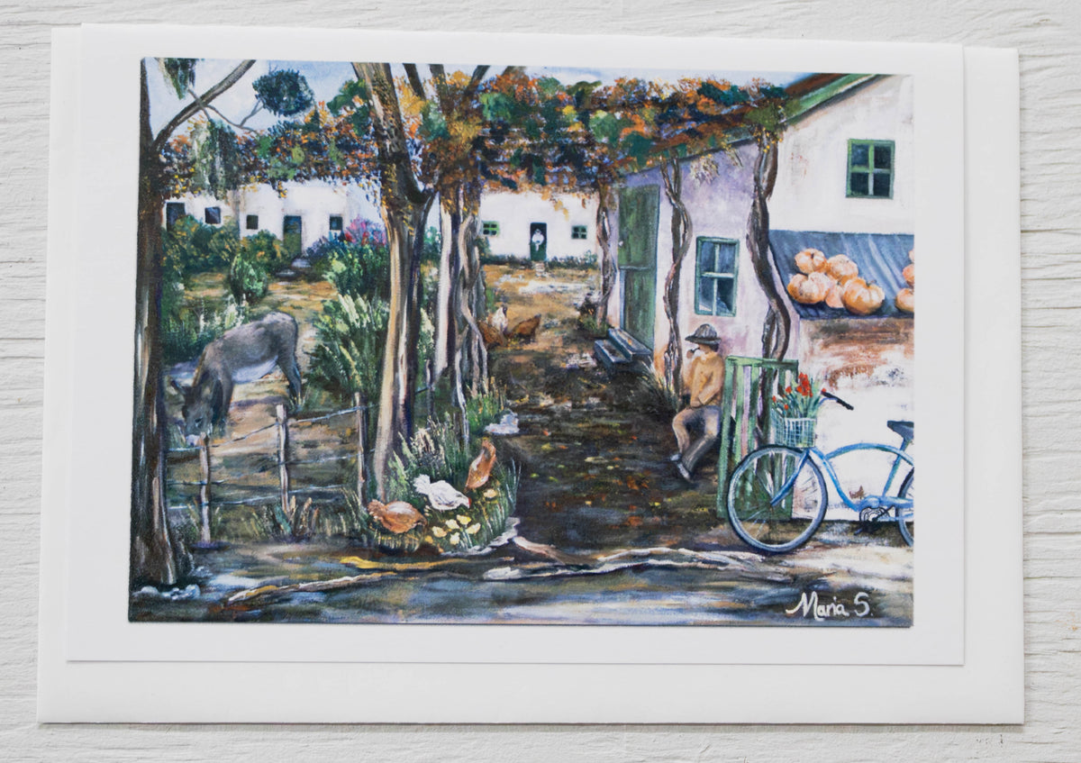Rustic Farmyard Landscape Art Card
