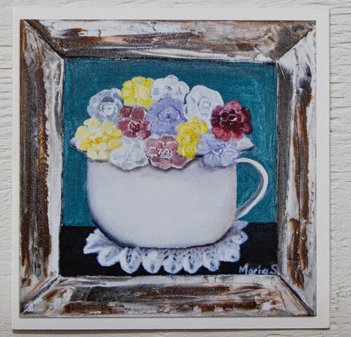 Mini Teacup Floral Bouquet Art Card
