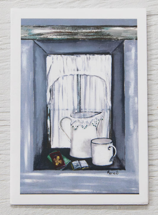 Mini Vintage Pitcher & Miniature Books Art Card