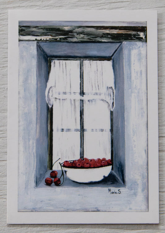 Mini Cherries & Window Still Life Art Card