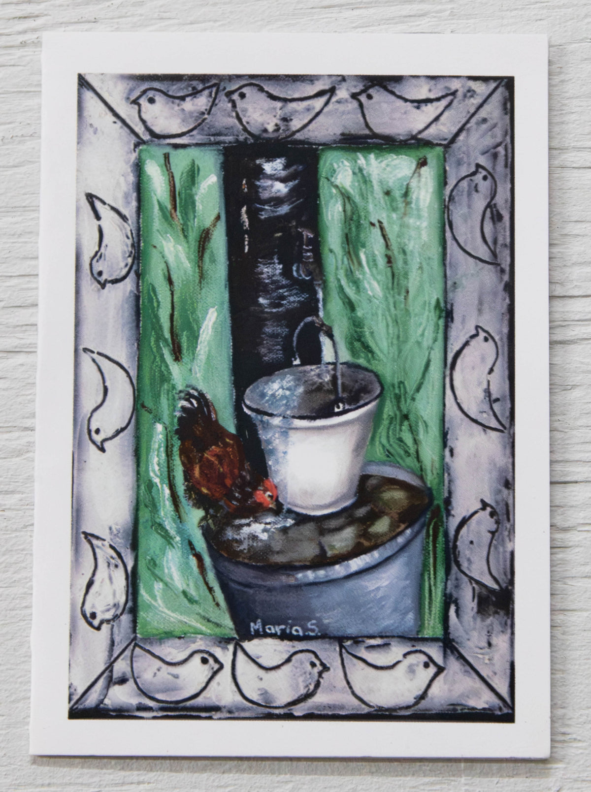 Mini Chicken Garden Well Art Card