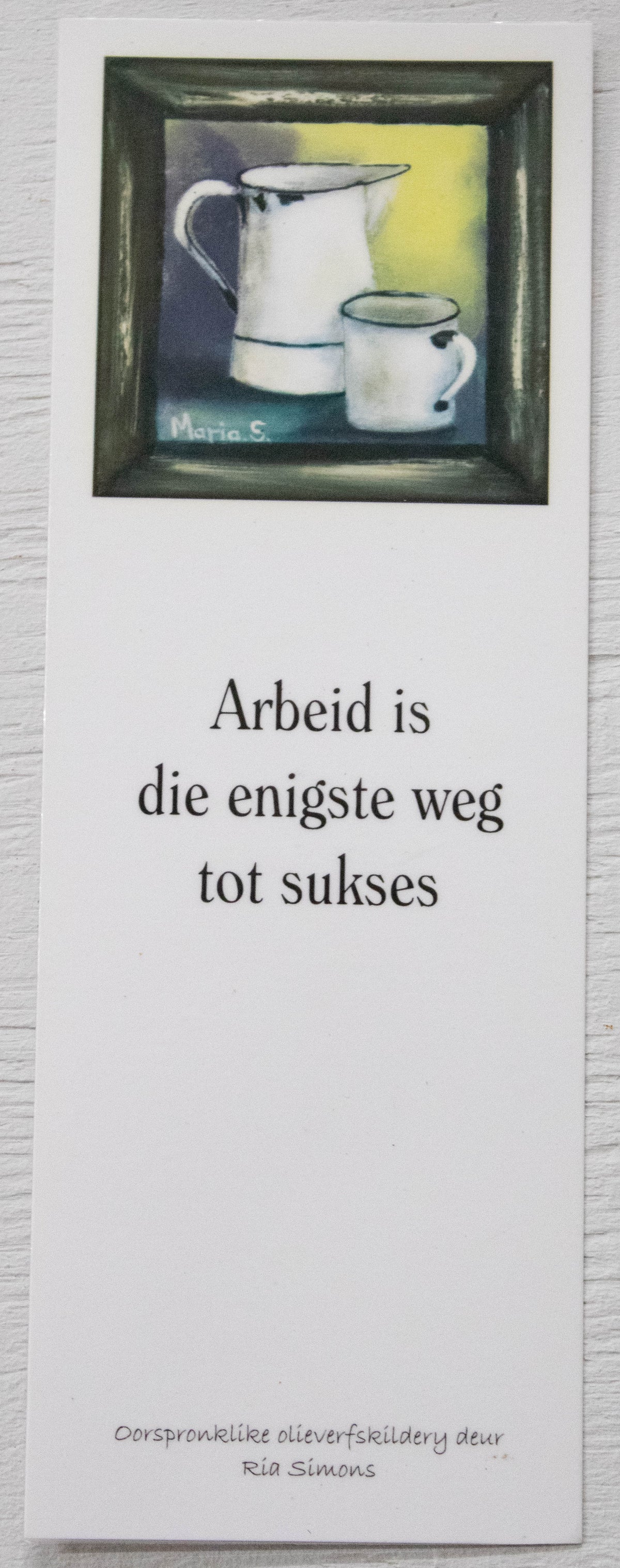 Afrikaans Motivation Art Bookmark — Vintage Still Life