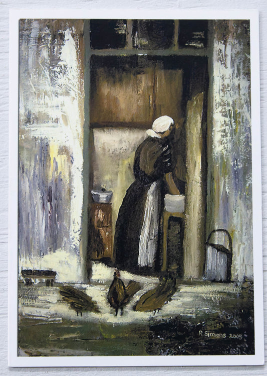 Vintage Cottage Kitchen & Chickens Art Card
