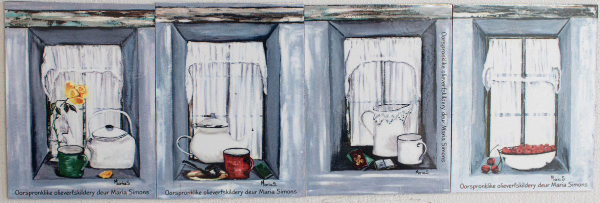 Cozy Cottage Window Fridge Magnets — 4-Piece Art Set
