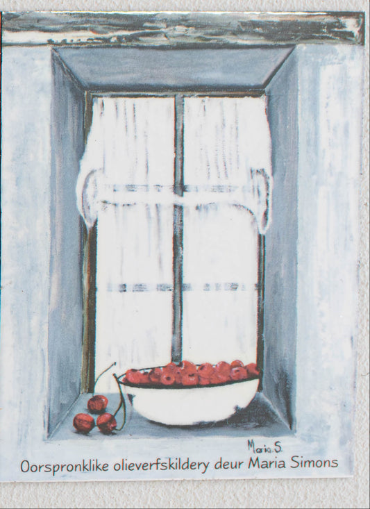 Cozy Cottage Window with Cherries Fridge Magnet — Single Art Piece