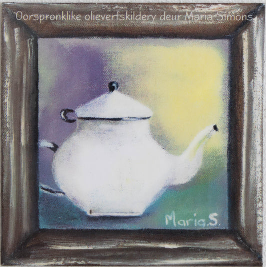 Vintage Enamel Teapot Fridge Magnet — Single Art Piece