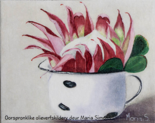 Protea in Enamel Mug Fridge Magnet — Single Art Piece