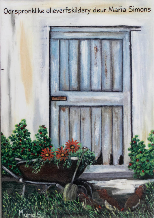 Cottage Door & Wheelbarrow Fridge Magnet