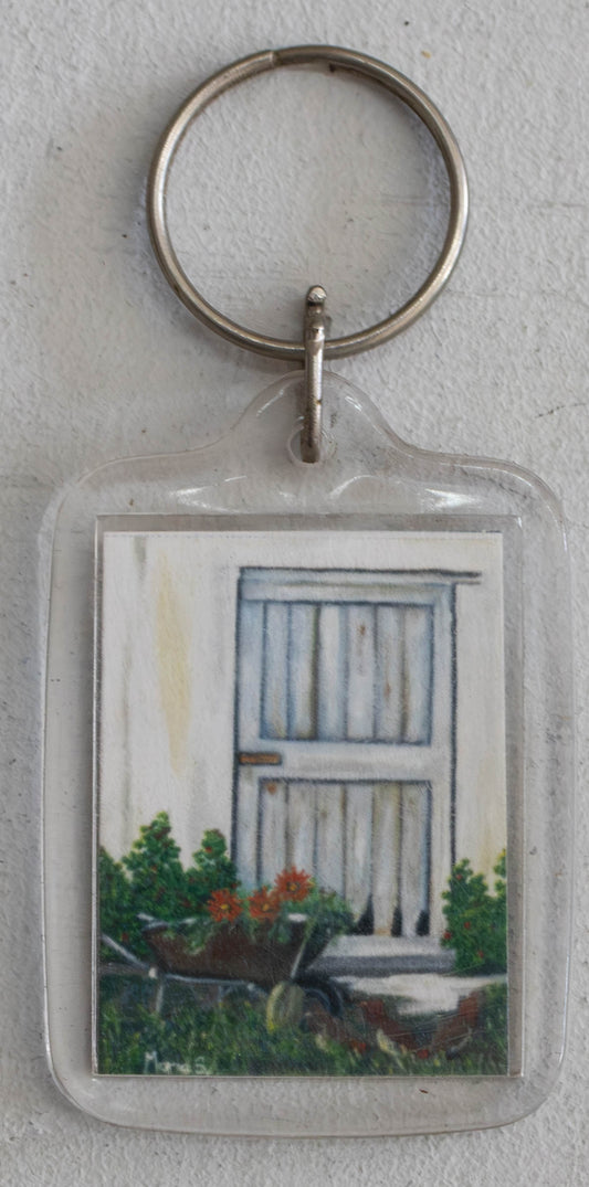 Cottage Door & Wheelbarrow Keychain