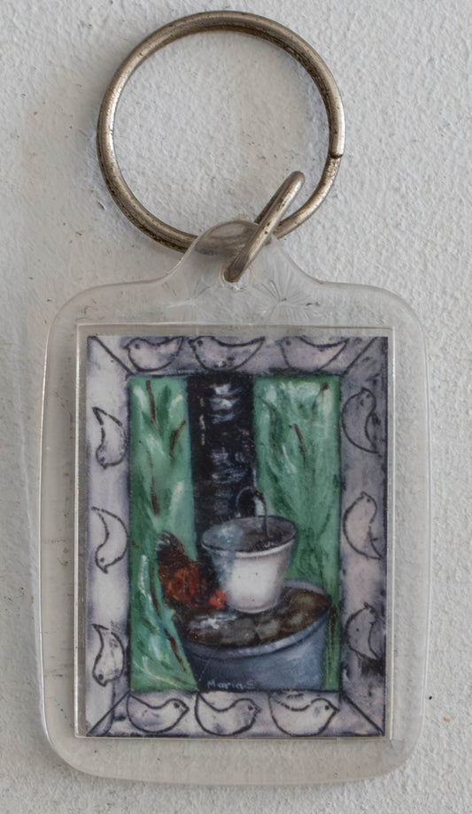 Rustic Garden Water Fountain Keychain