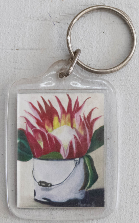 King Protea in Enamel Bucket Keychain
