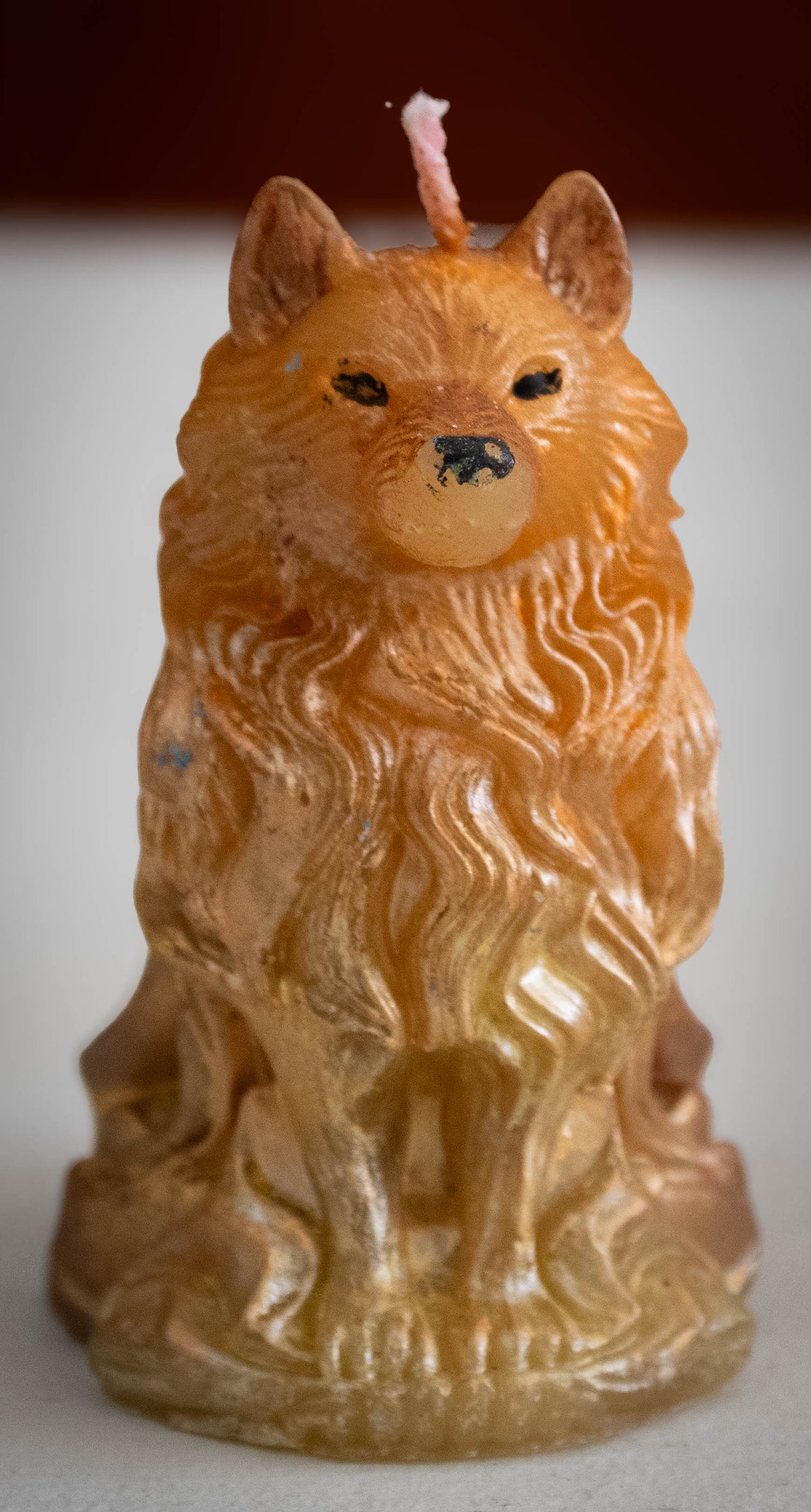 Hand-Poured Sitting Wolf Sculptural Candle Gold