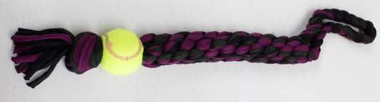 The T-Tugger Ball & Rope Toy black & purple